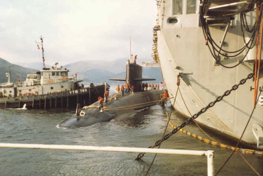 Navy tugboat at Holy Loch Scotland submarine base