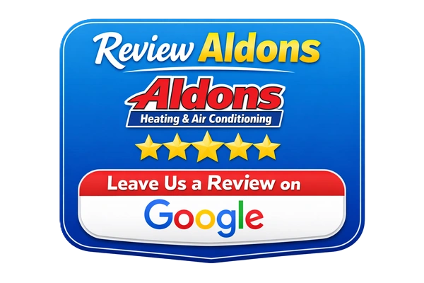Customer review email for Aldons Heating and Air Conditioning