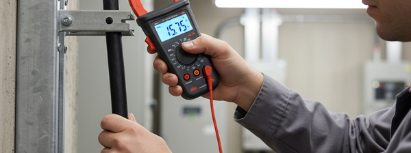 HVAC technician servicing a home heating system